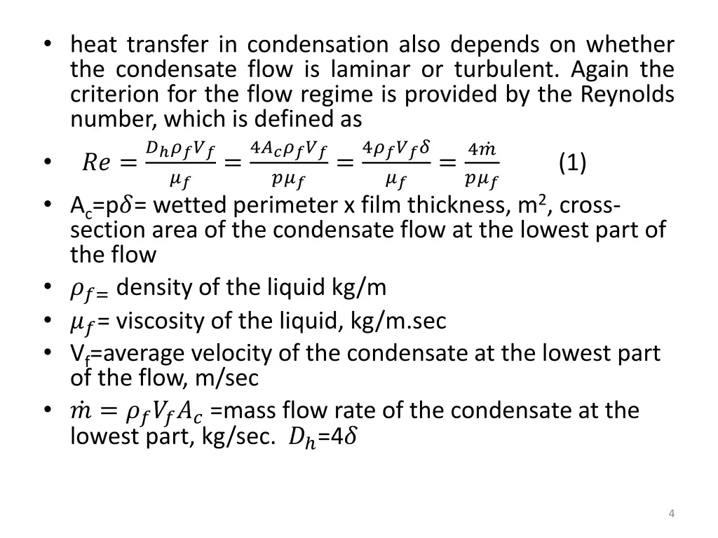 heat transfer in condensation also depends