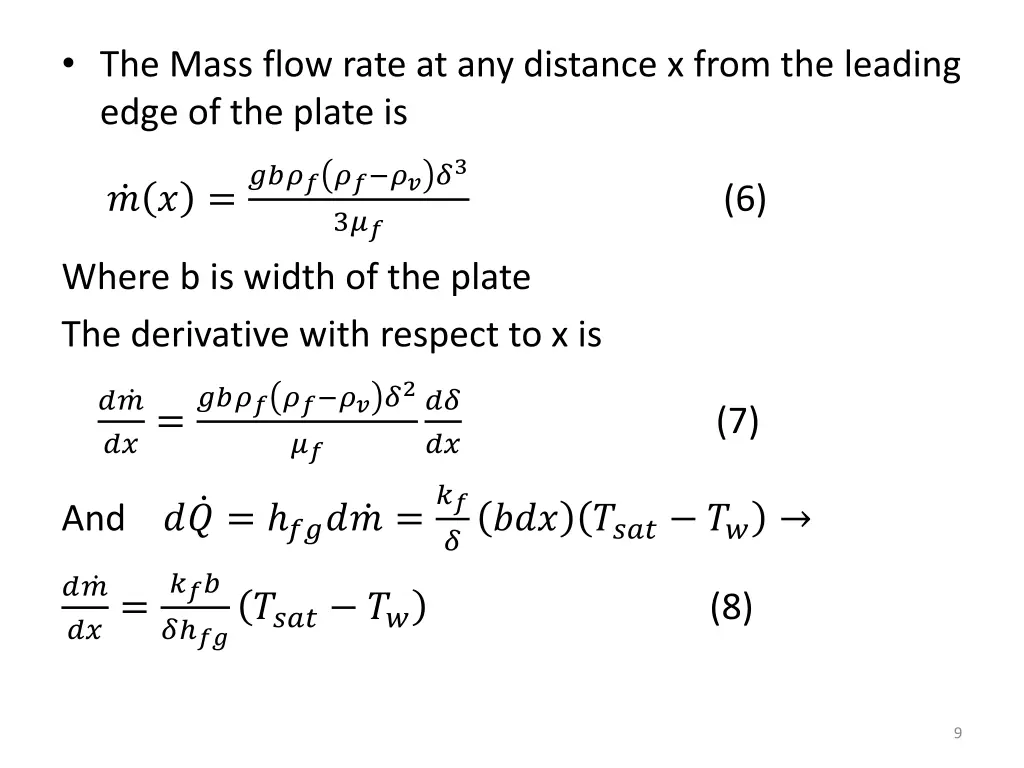 the mass flow rate at any distance x from