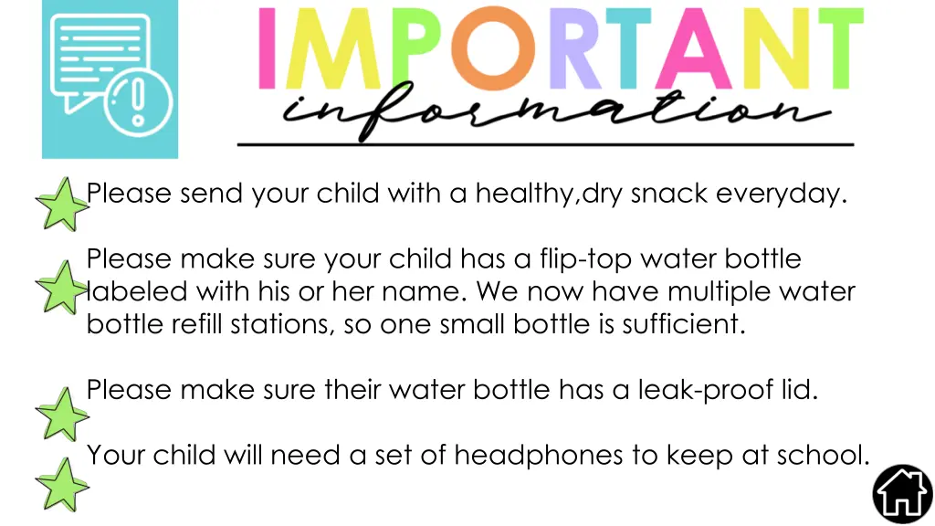 please send your child with a healthy dry snack