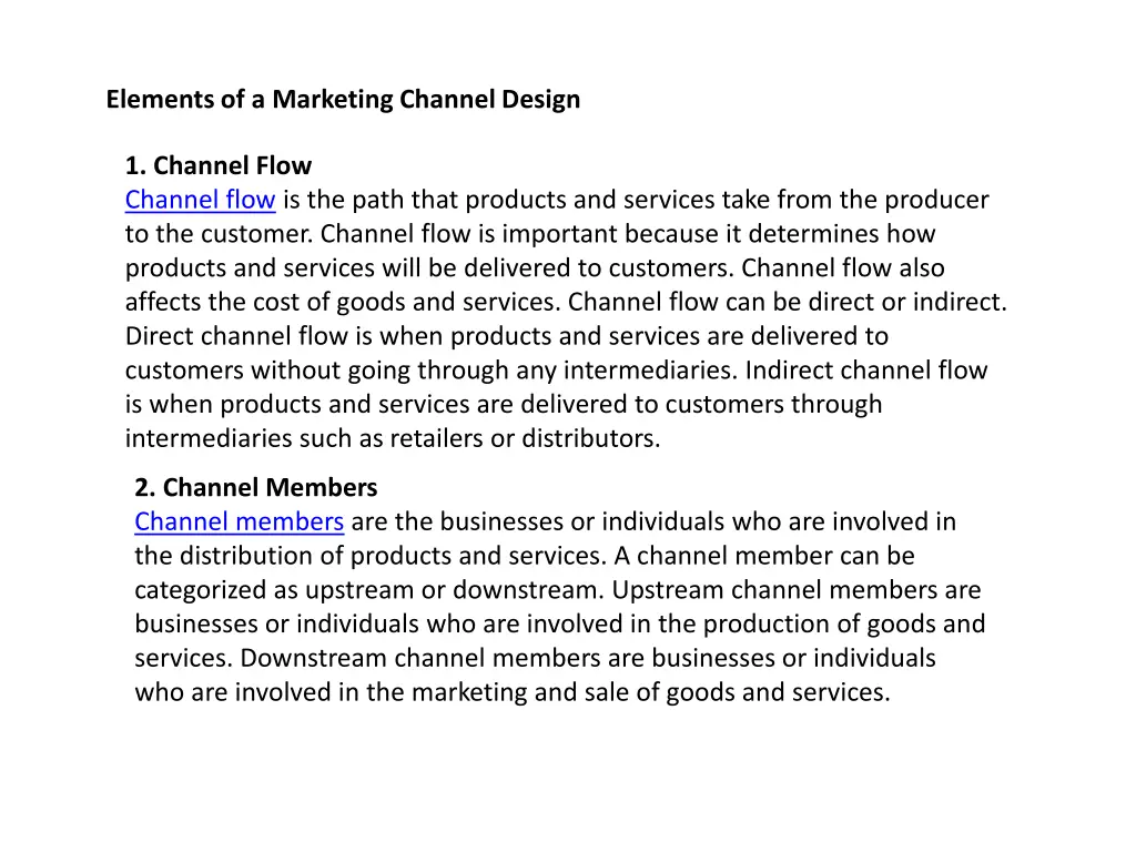 elements of a marketing channel design