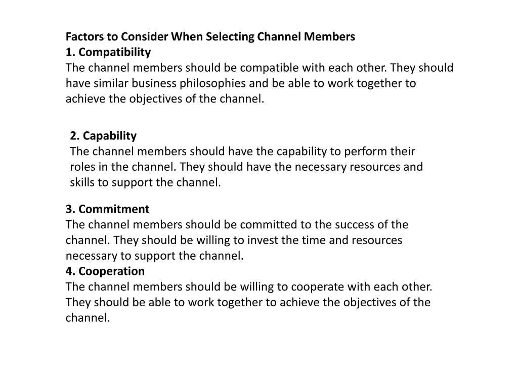 factors to consider when selecting channel