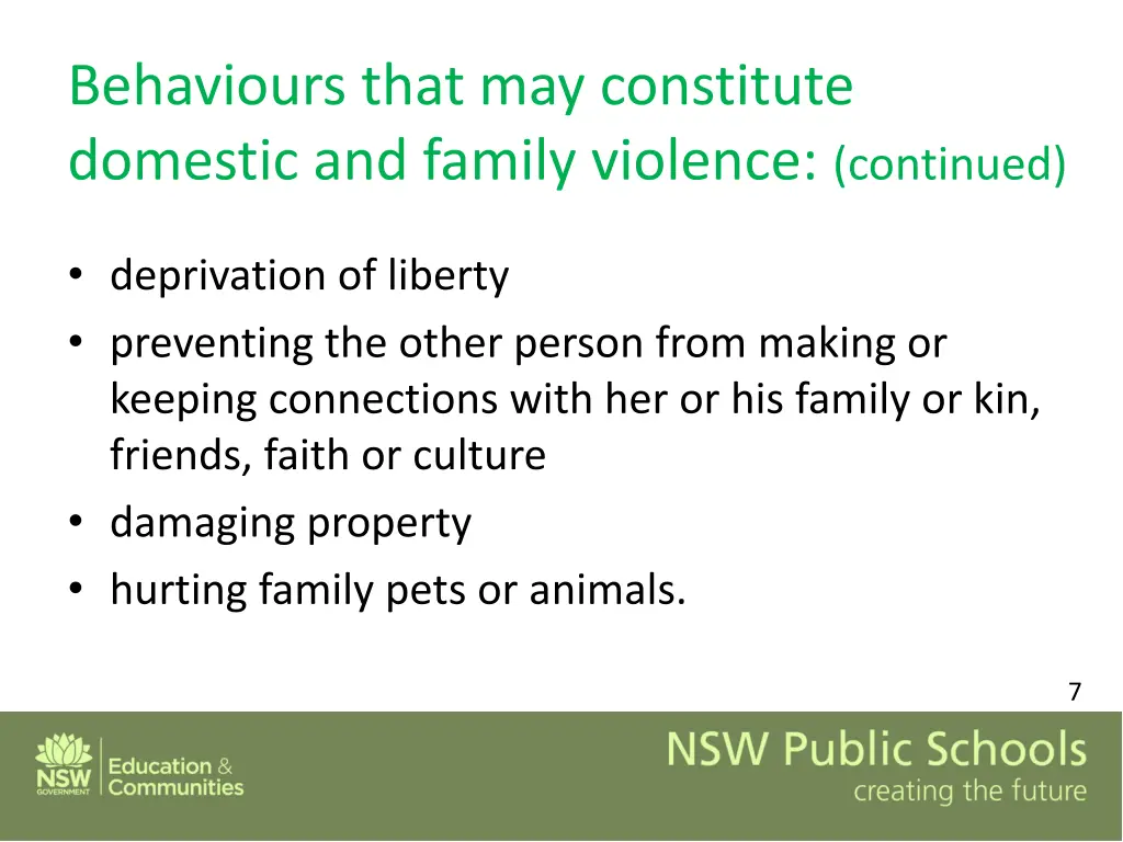 behaviours that may constitute domestic 1