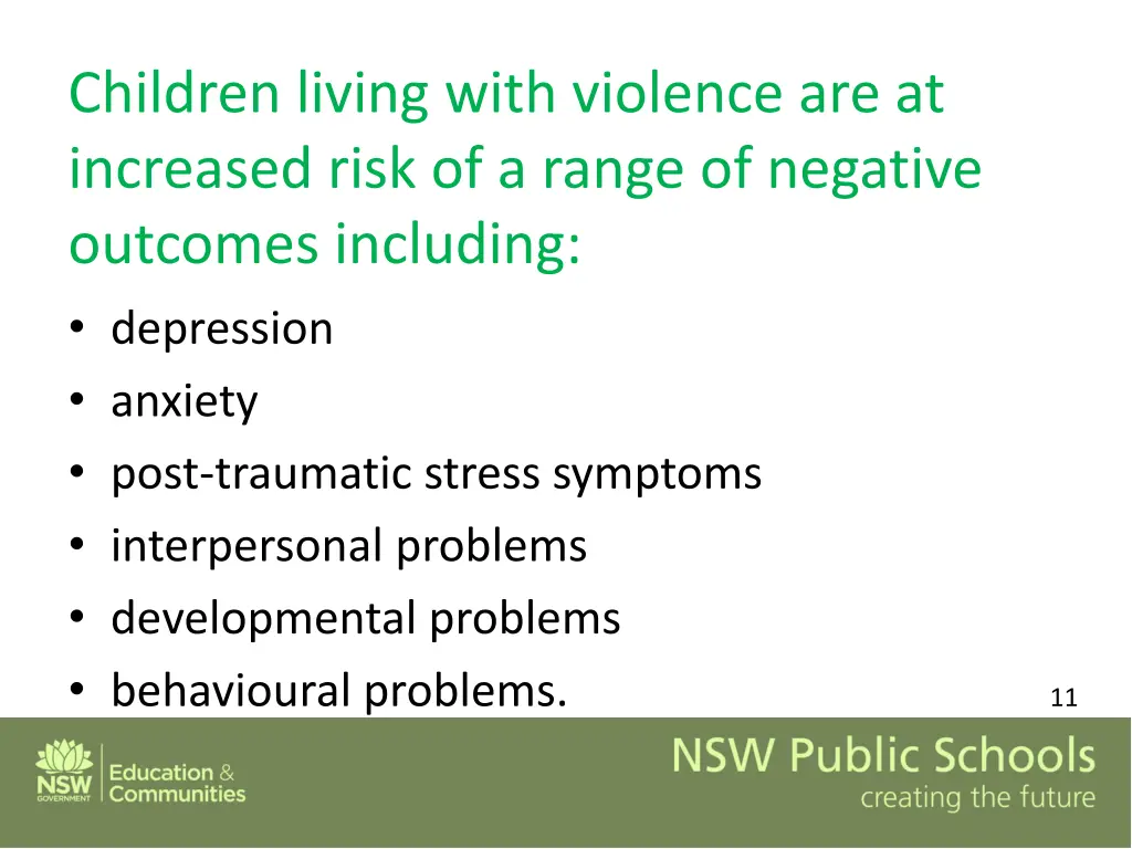 children living with violence are at increased