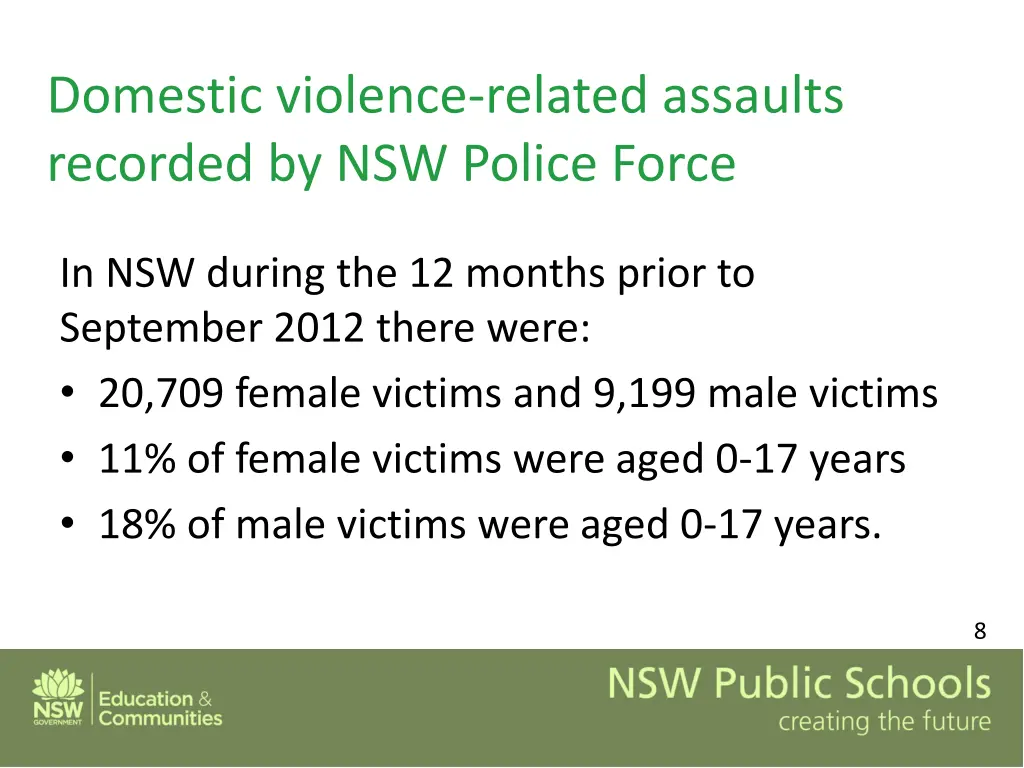 domestic violence related assaults recorded