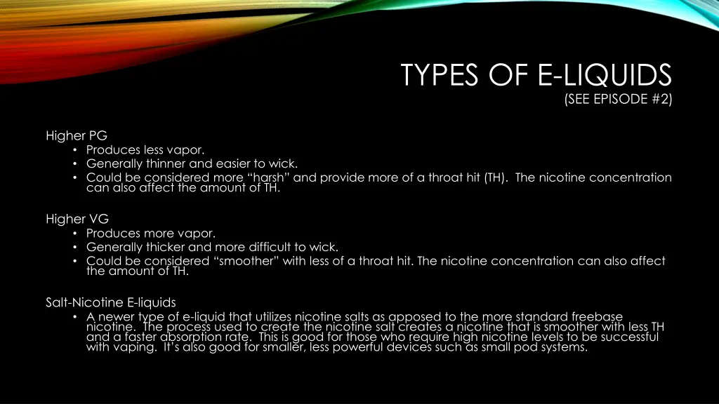 types of e liquids