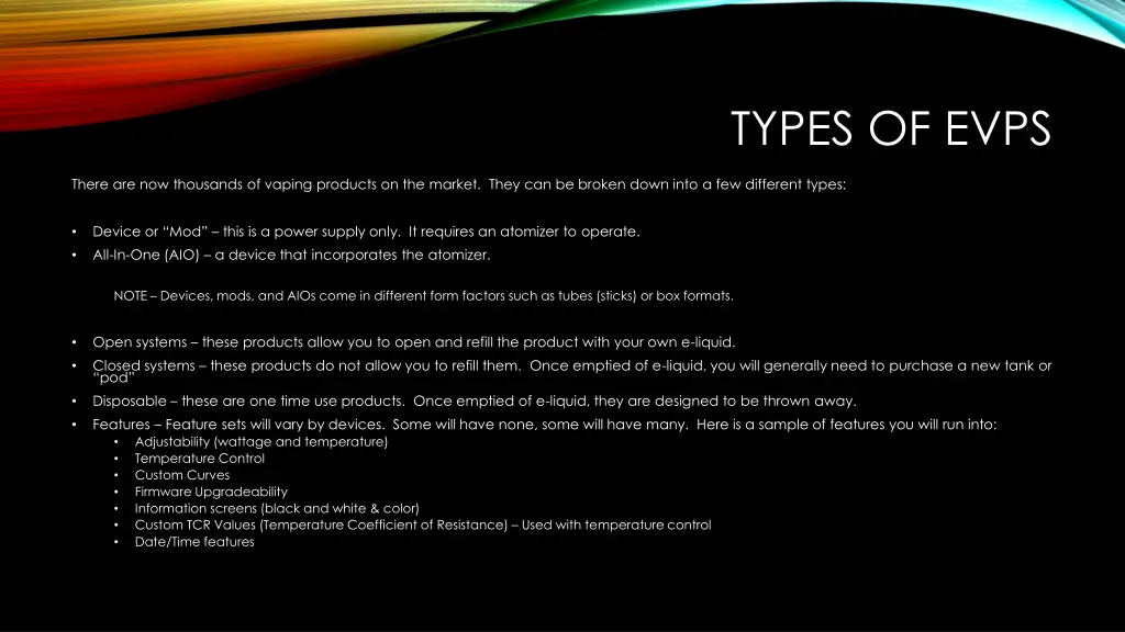 types of evps