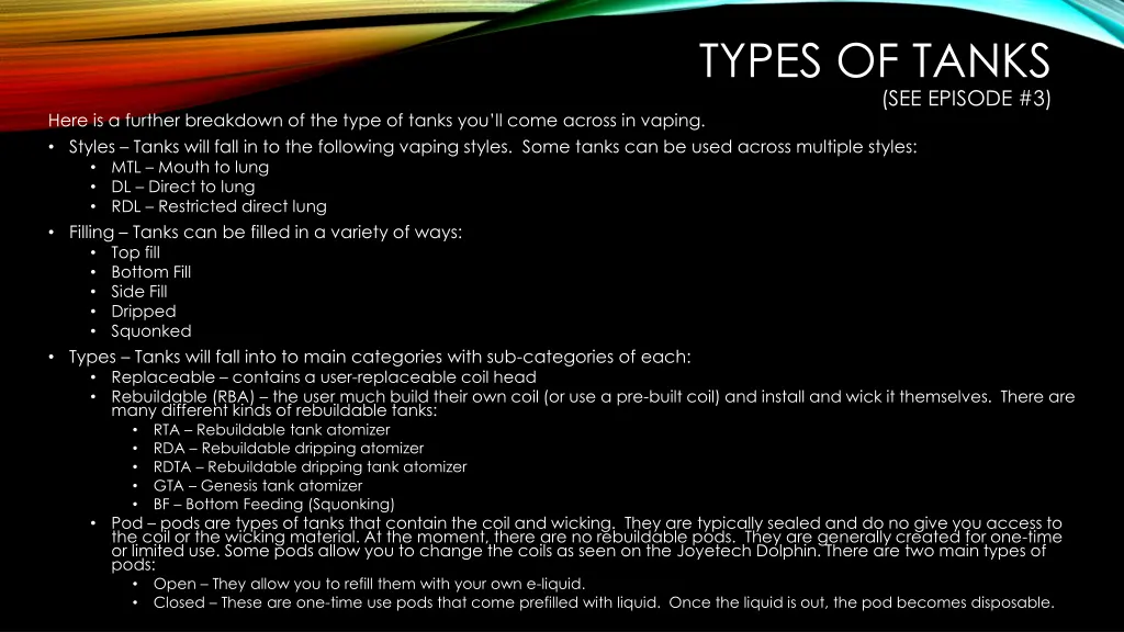 types of tanks