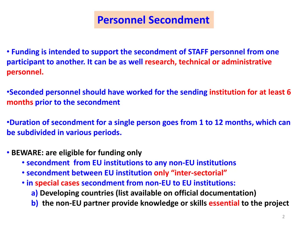 personnel secondment