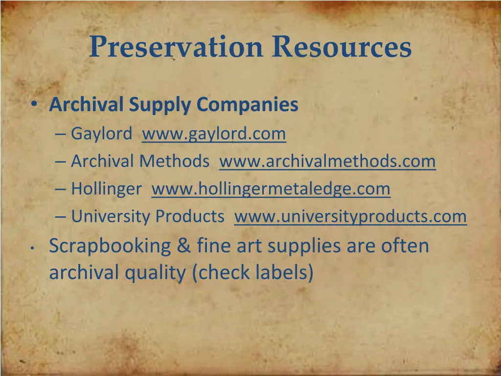 preservation resources