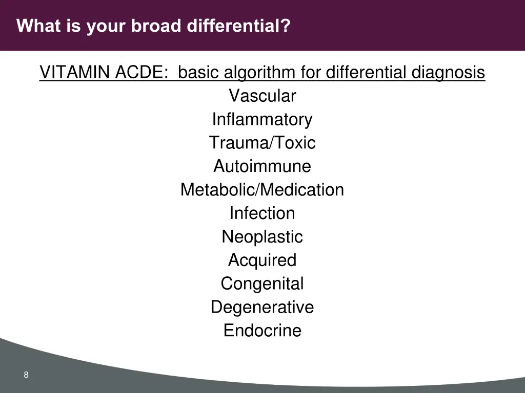 what is your broad differential