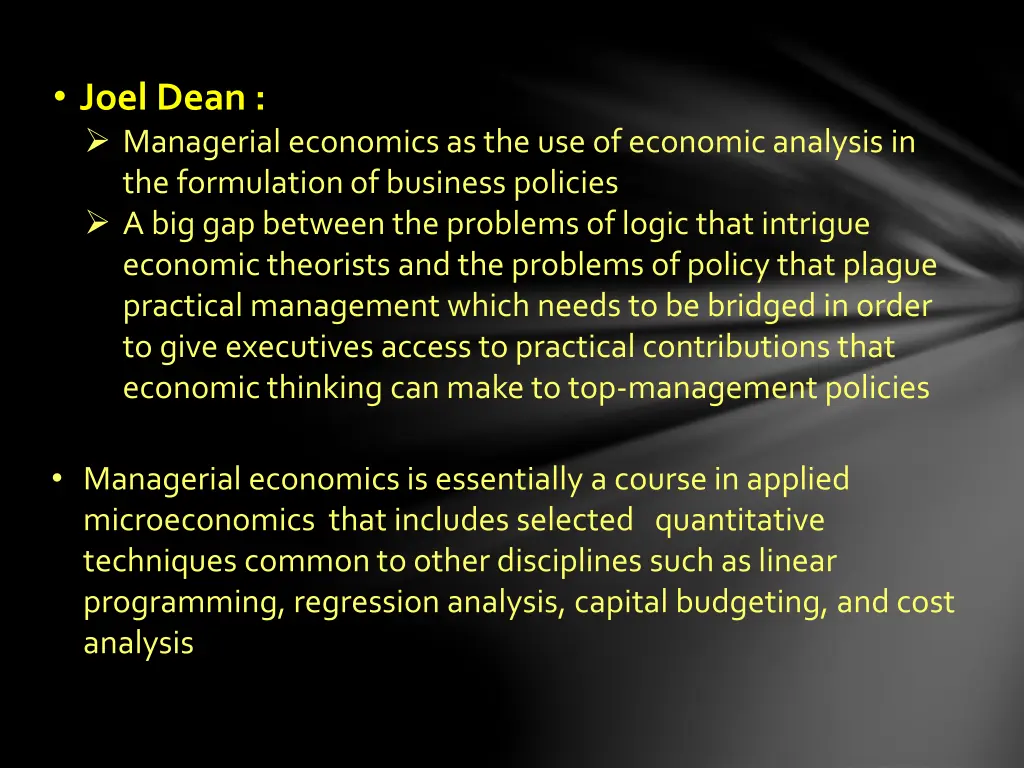 joel dean managerial economics