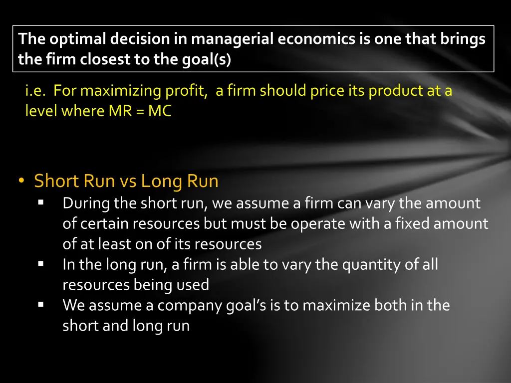 the optimal decision in managerial economics