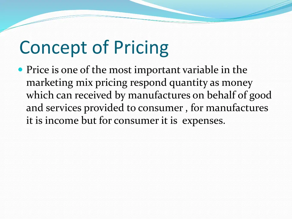 concept of pricing