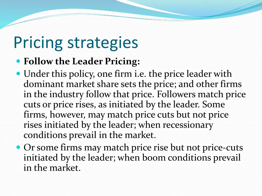 pricing strategies follow the leader pricing