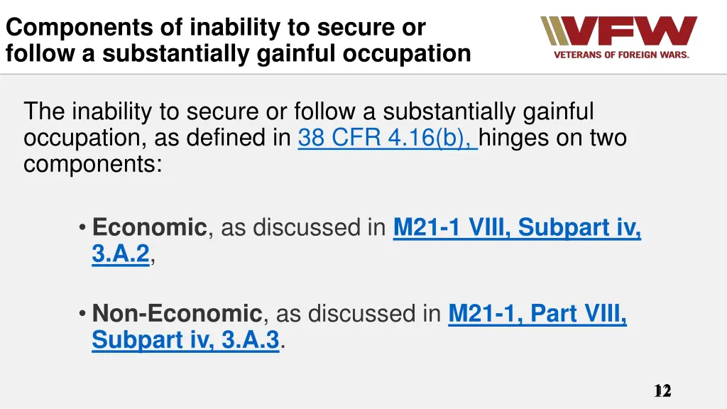 components of inability to secure or follow