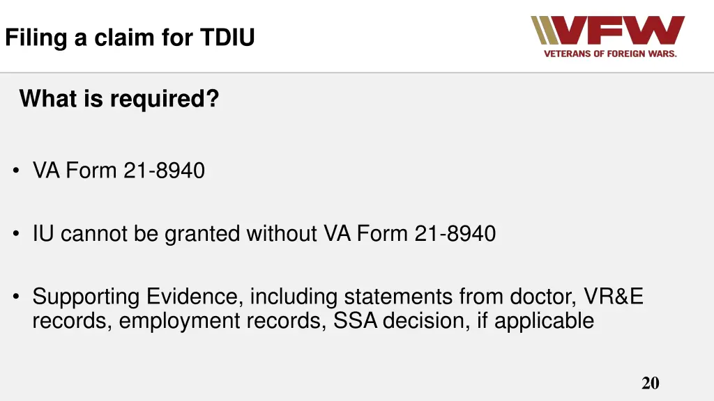 filing a claim for tdiu