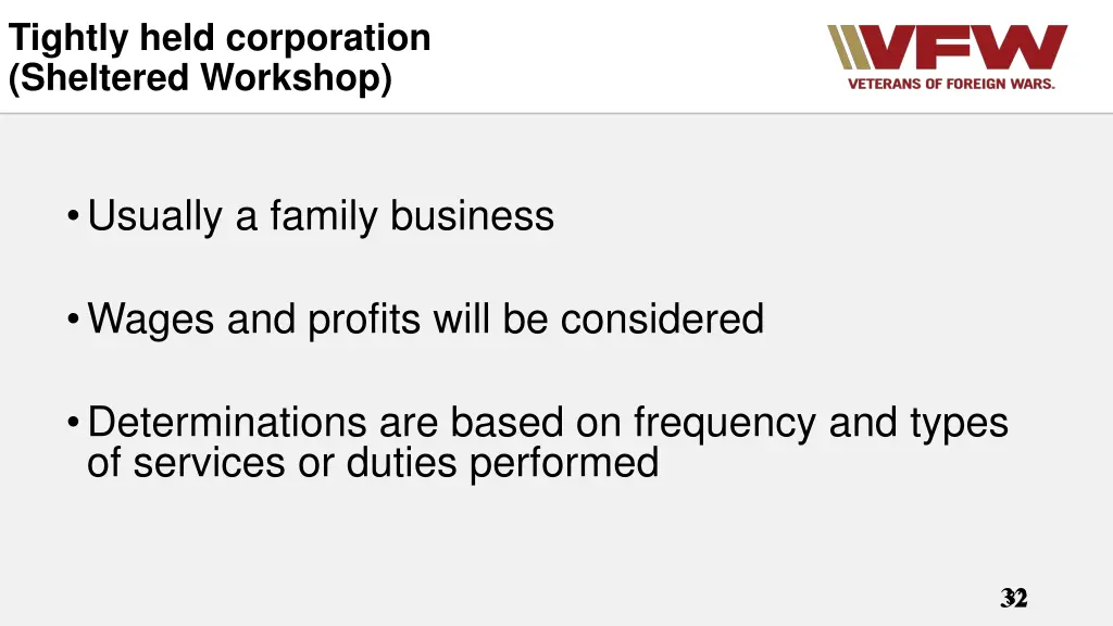 tightly held corporation sheltered workshop