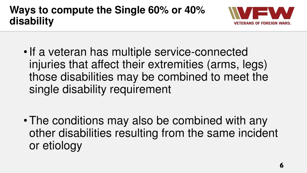 ways to compute the single 60 or 40 disability 1