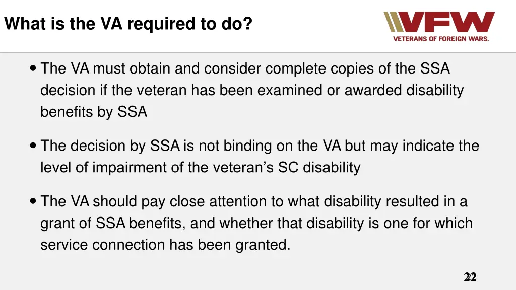 what is the va required to do