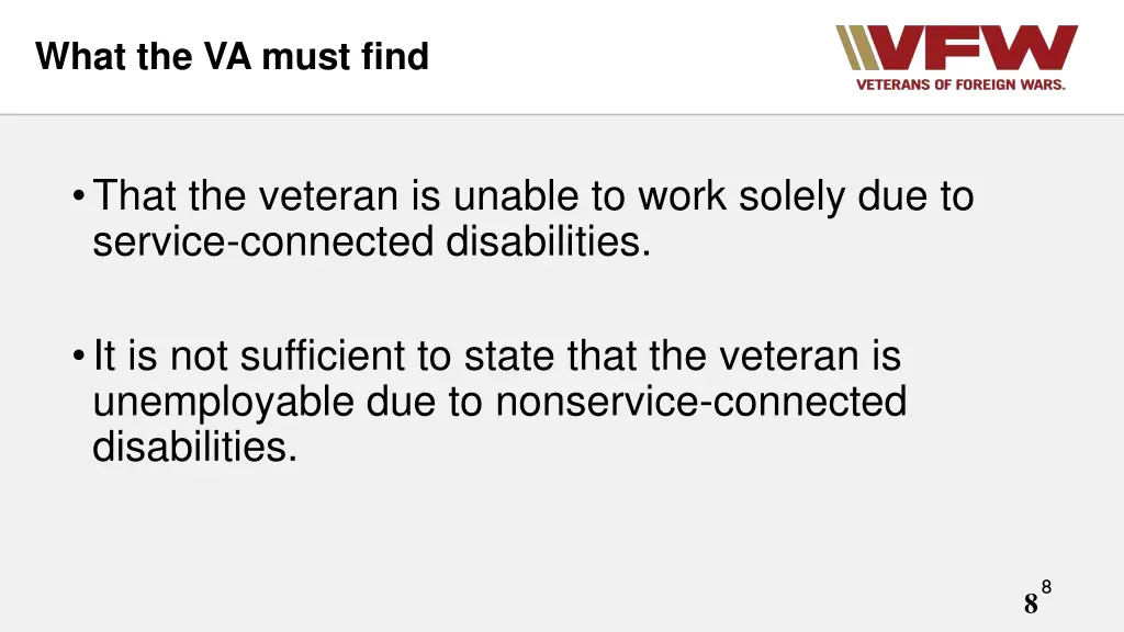 what the va must find