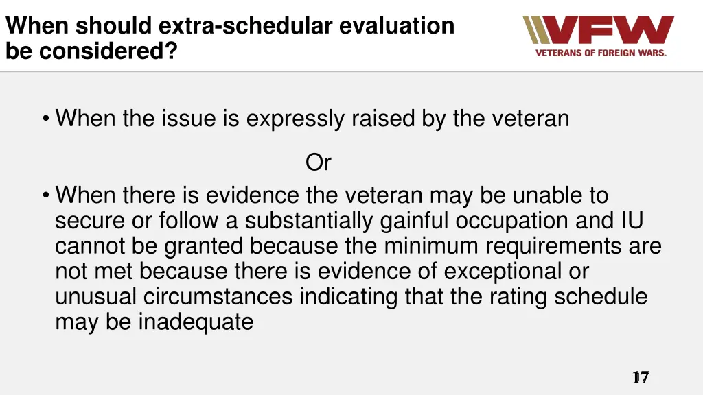 when should extra schedular evaluation