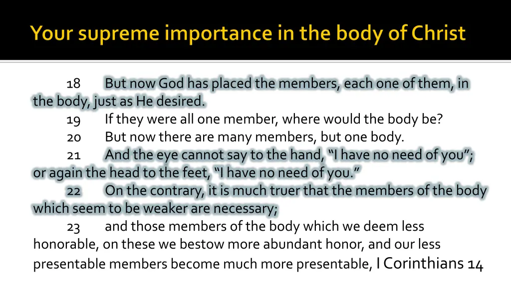 but now god has placed the members each