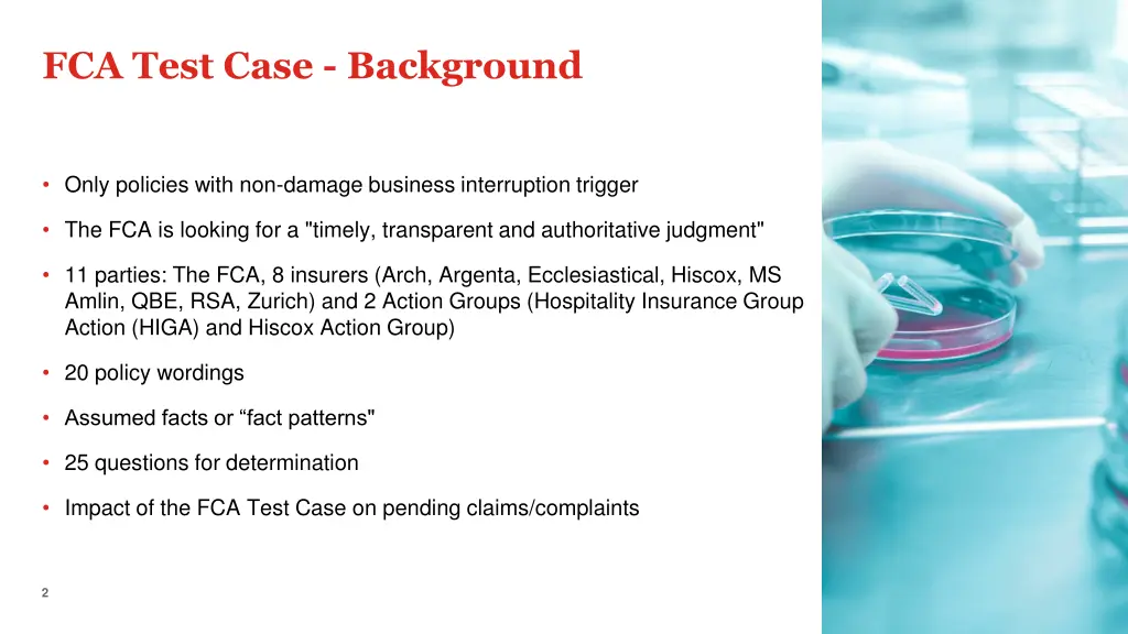 fca test case background