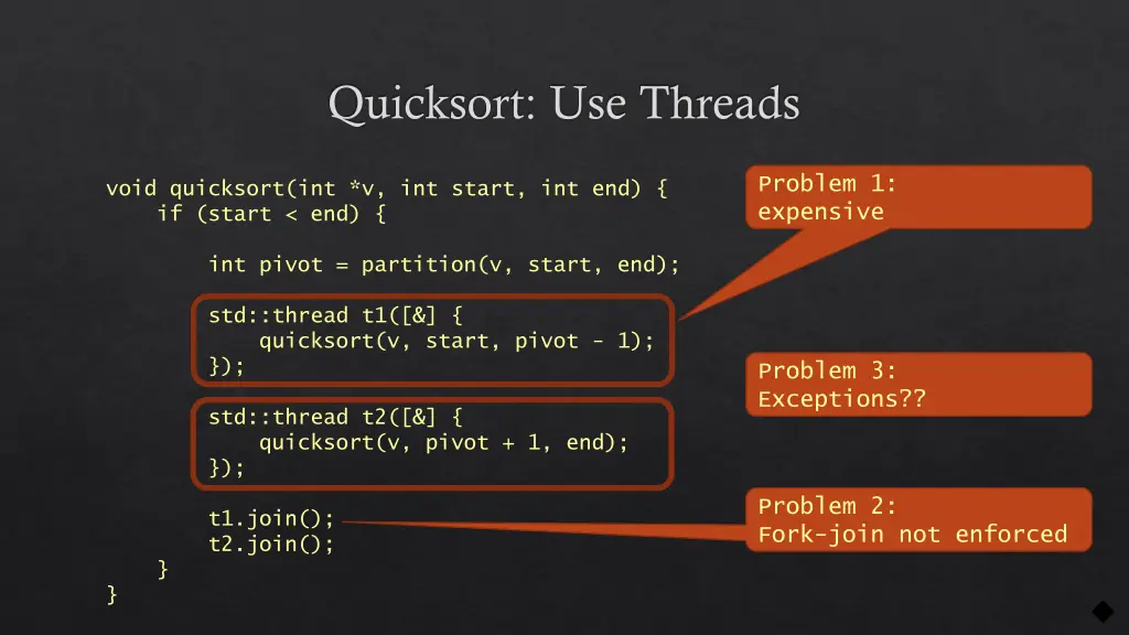 quicksort use threads