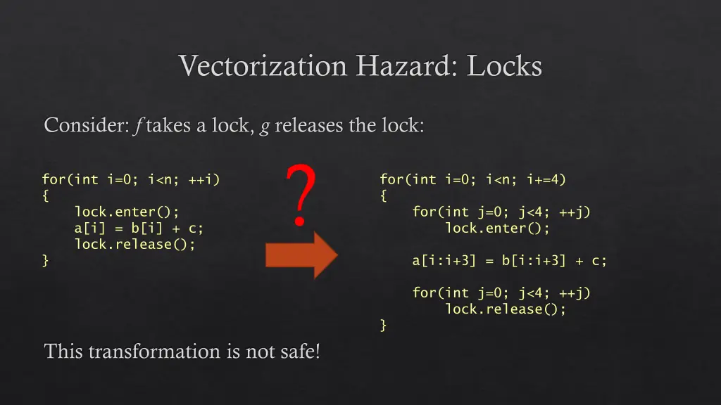 vectorization hazard locks