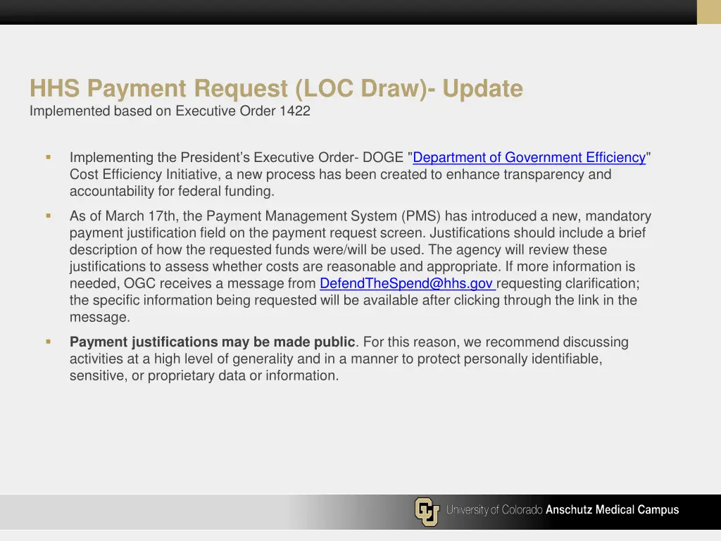 hhs payment request loc draw update implemented