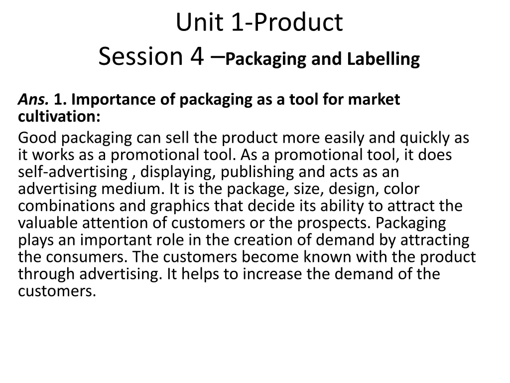 unit 1 product session 4 packaging and labelling 2