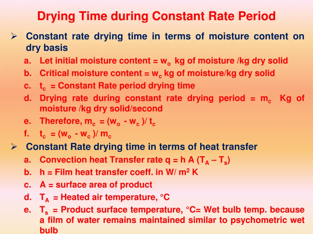 drying time during constant rate period