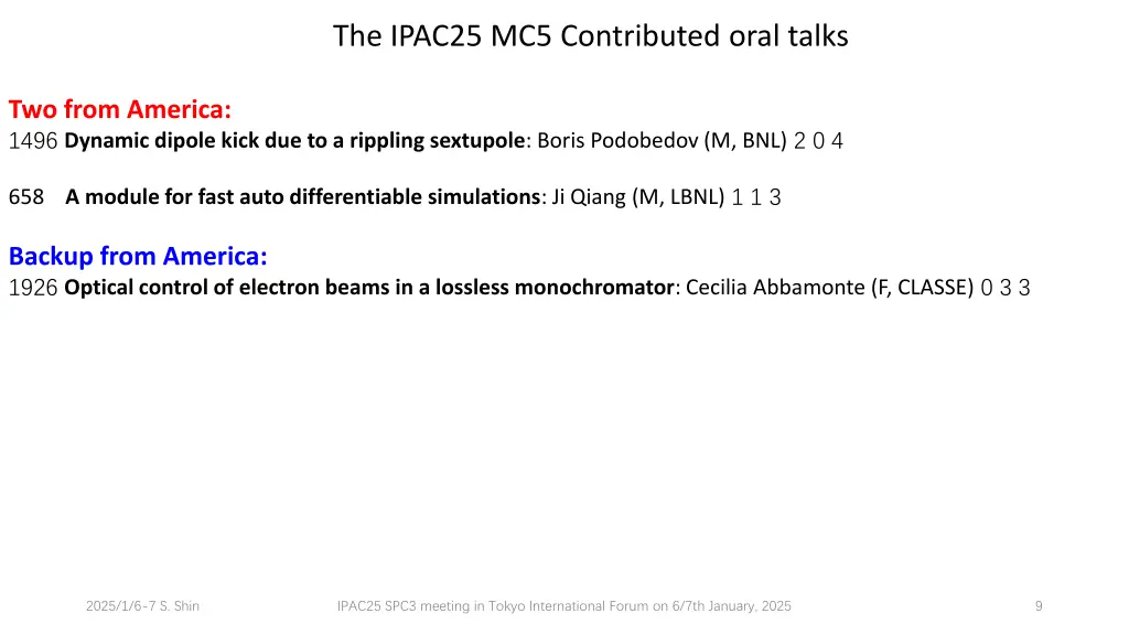 the ipac25 mc5 contributed oral talks 2