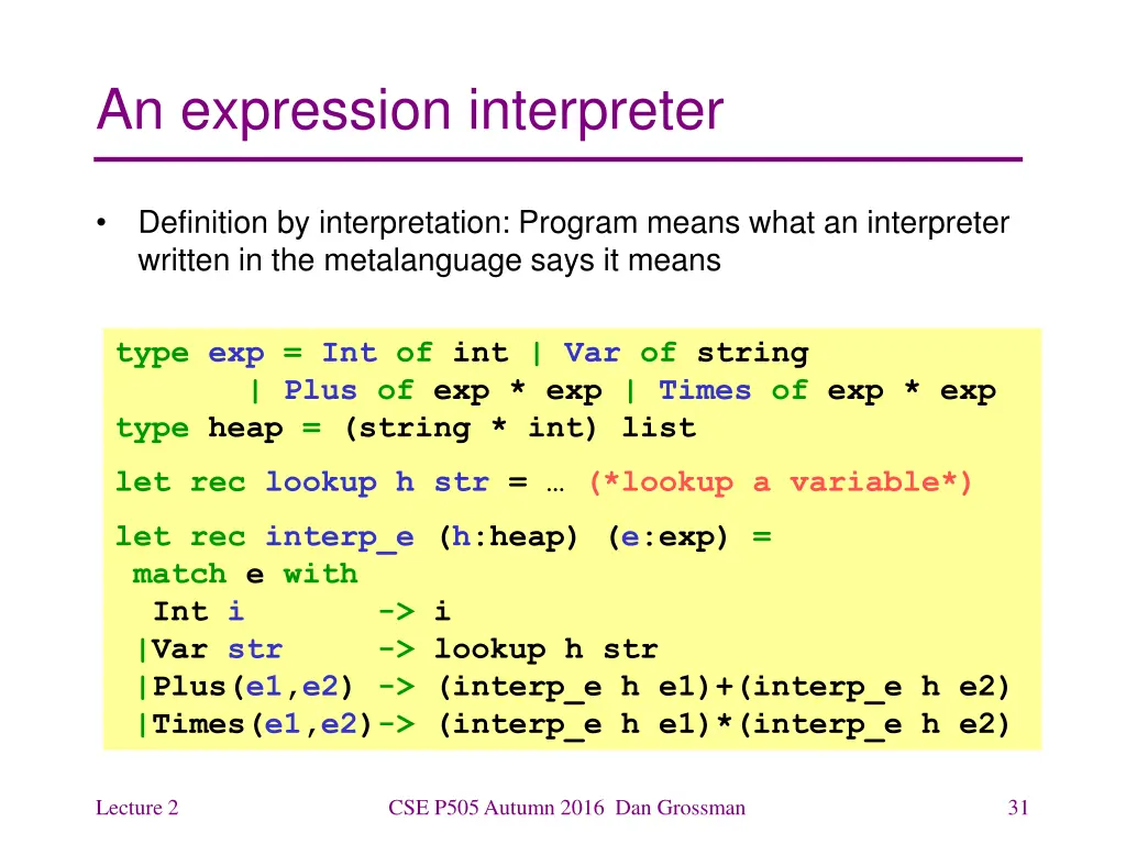 an expression interpreter
