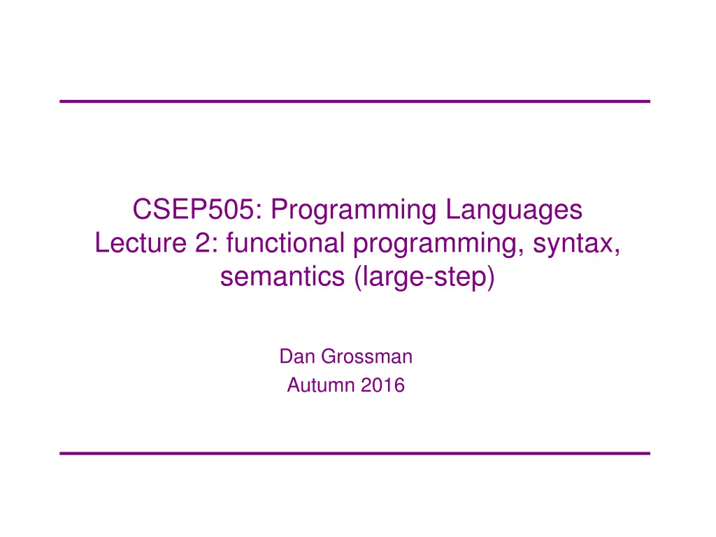 csep505 programming languages lecture