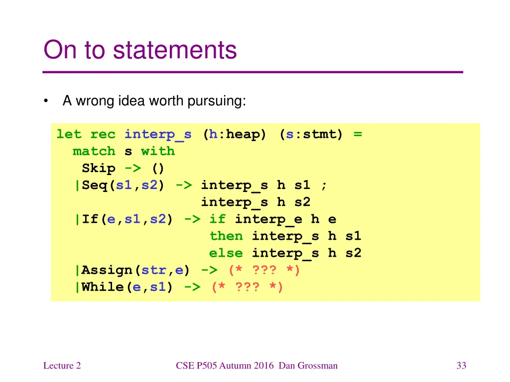 on to statements