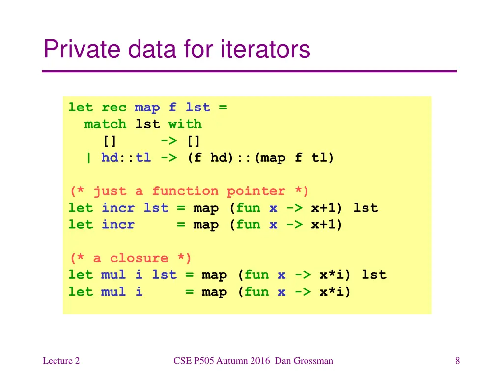 private data for iterators