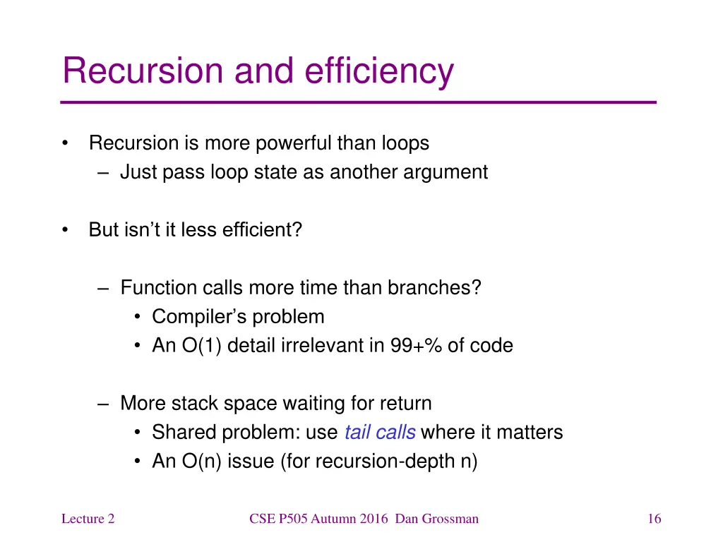 recursion and efficiency
