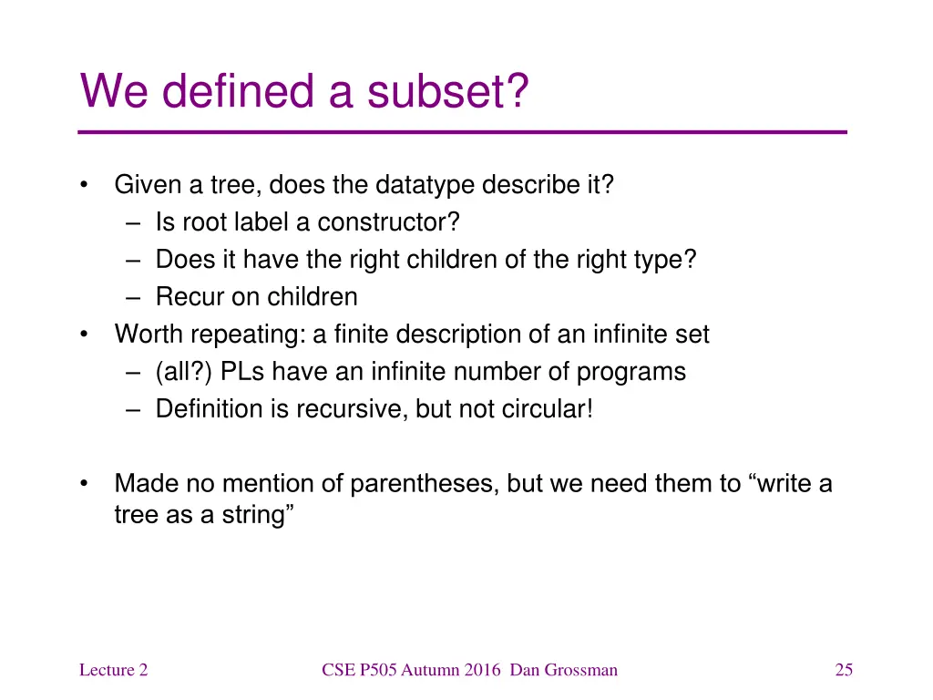we defined a subset