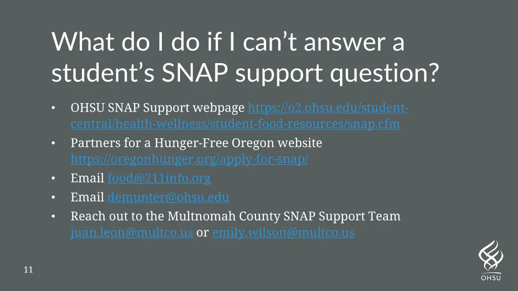what do i do if i can t answer a student s snap