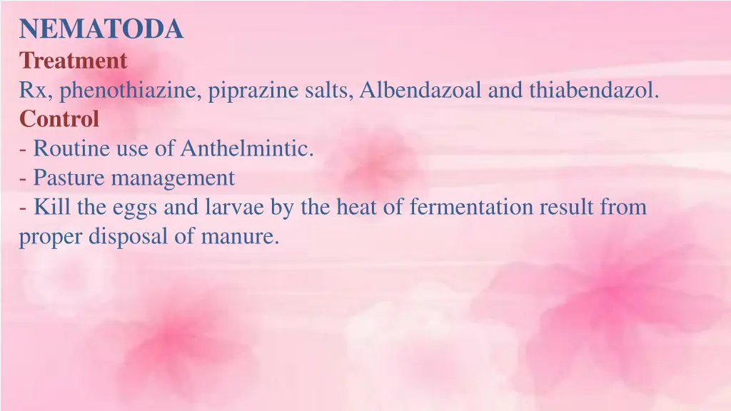 nematoda treatment rx phenothiazine piprazine