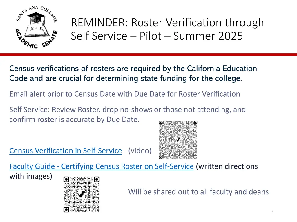 reminder roster verification through self service