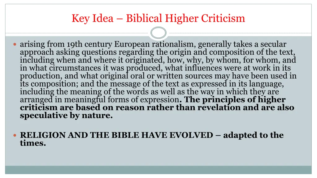 key idea biblical higher criticism