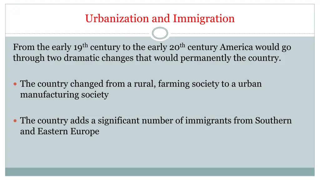 urbanization and immigration