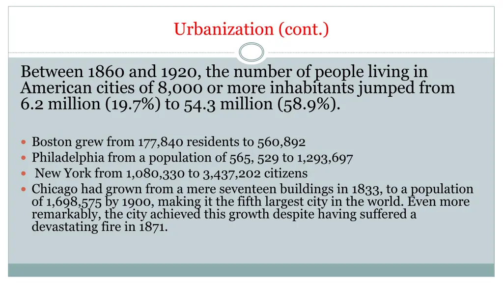 urbanization cont