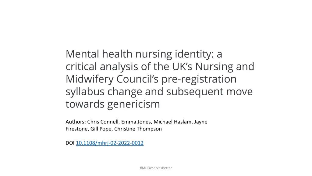 mental health nursing identity a critical