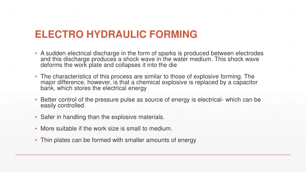 electro hydraulic forming