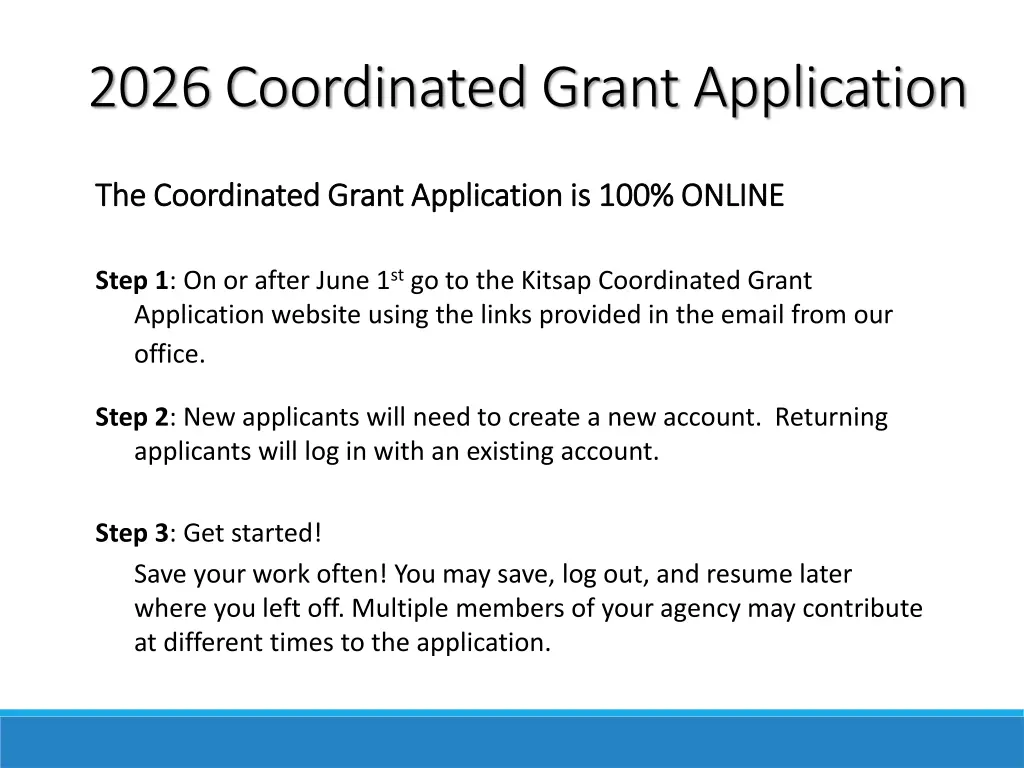 2026 coordinated grant application