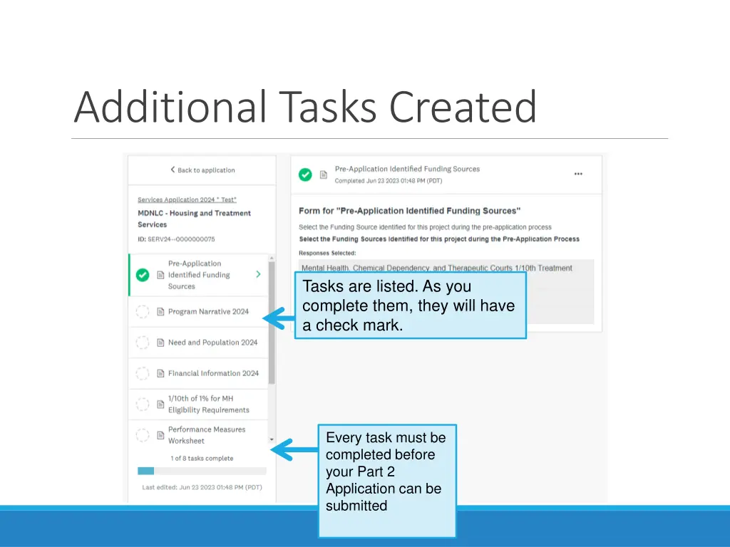 additional tasks created