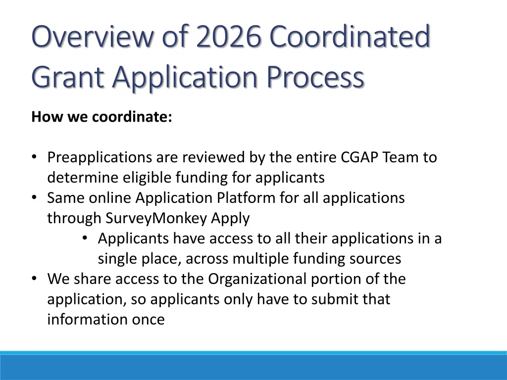 overview of 2026 coordinated grant application